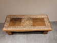 Gerecycled houten salontafel met houtsnijwerk - 118x52x39cm
