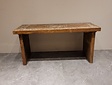 Gerecycled houten salontafel met houtsnijwerk - 110x45x52cm
