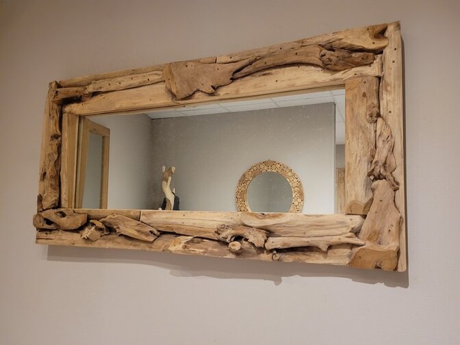 Spiegel, teak rustiek 70x140cm