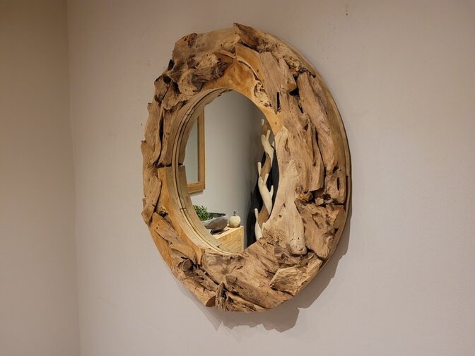 Spiegel, rustiek teak 100cm