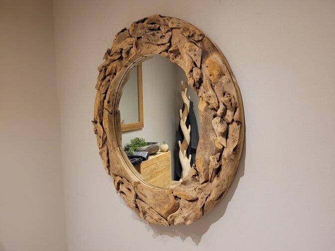 Spiegel, rustiek rond 120cm