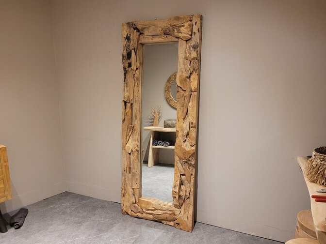 Spiegel, rustiek teak 80x200cm