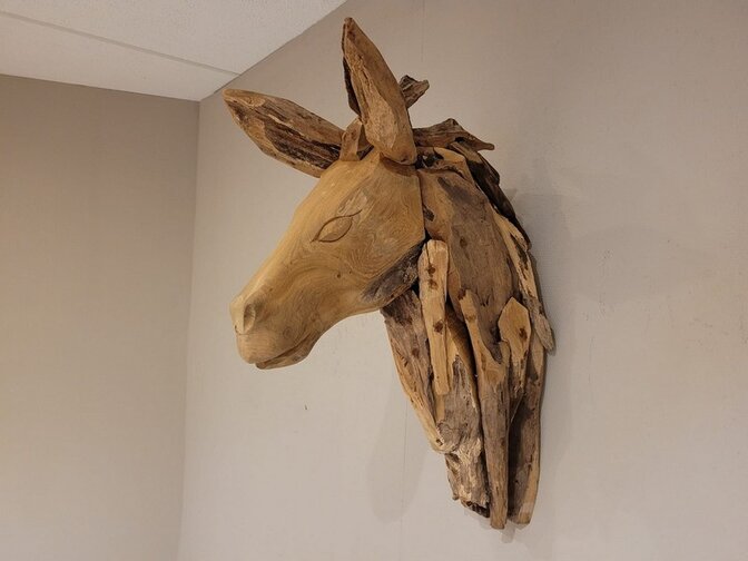 Paardenhoofd van wortelhout - rustiek M