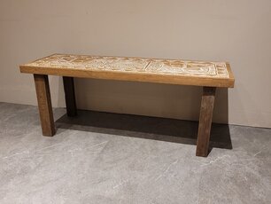 Bankje met houtsnijwerk - Paard - 130x40x50cm