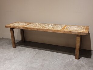 Bankje met houtsnijwerk - 163x40x50cm