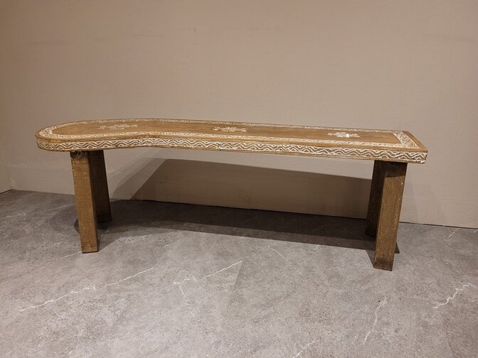 Bankje met houtsnijwerk - 135x28x47cm