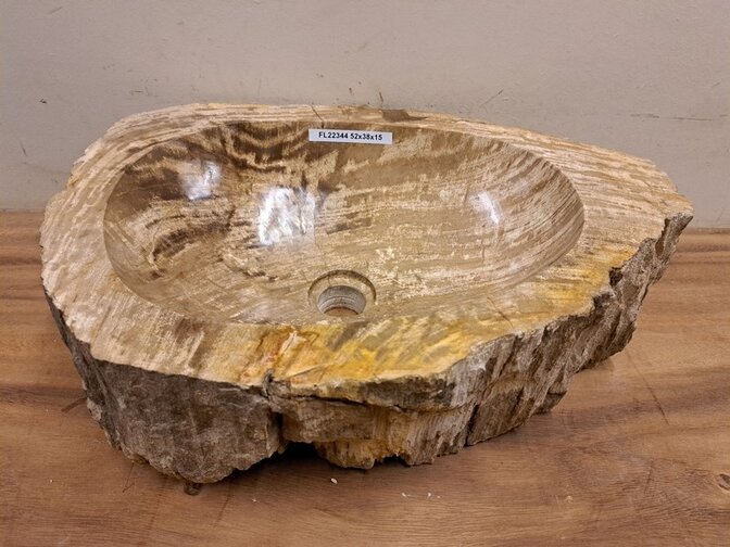 Waskom van versteend hout - 52x38x15cm - FL22344