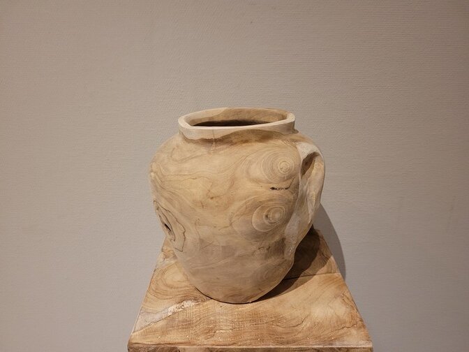 Teakhout vaas - 22x25cm