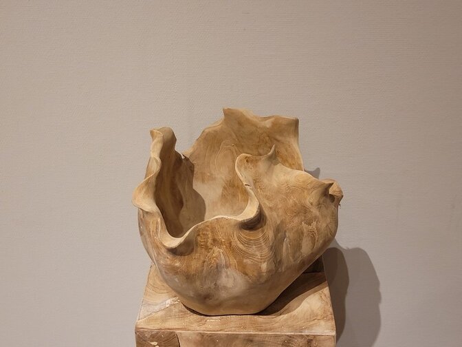 Teak vaas - naturel - 30x30cm