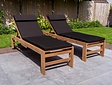 2x Teak ligbedden Trento met kussens