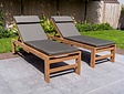 2x Teak ligbedden Trento met kussens