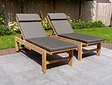 2x Teak sunlounger Mugello met kussens