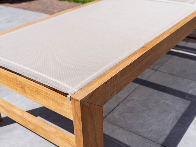 Teak ligbed Trento met Batyline Taupe
