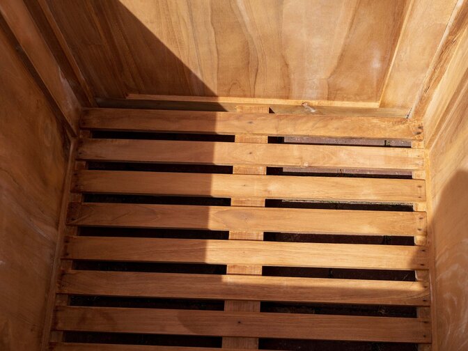 Teak plantenbak met kruis 70x70cm