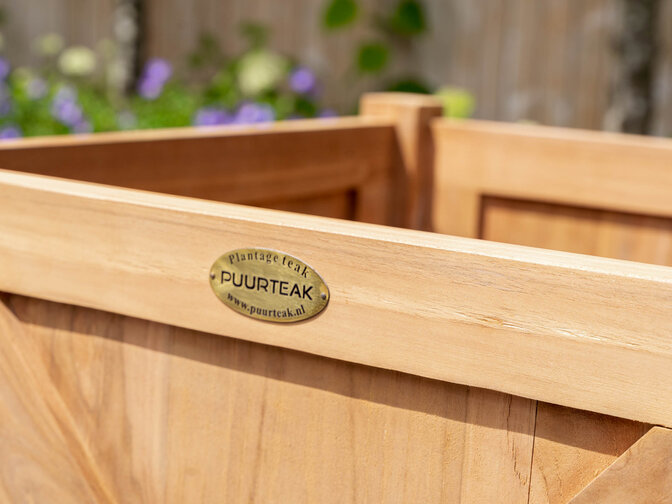 Teak plantenbak vierkant 90x90cm met kruis