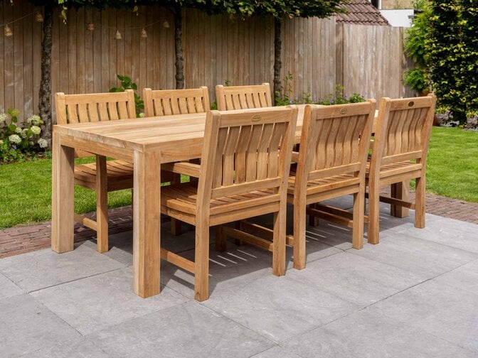 Teak tuinset Napoli 100x240 met blokstoelen