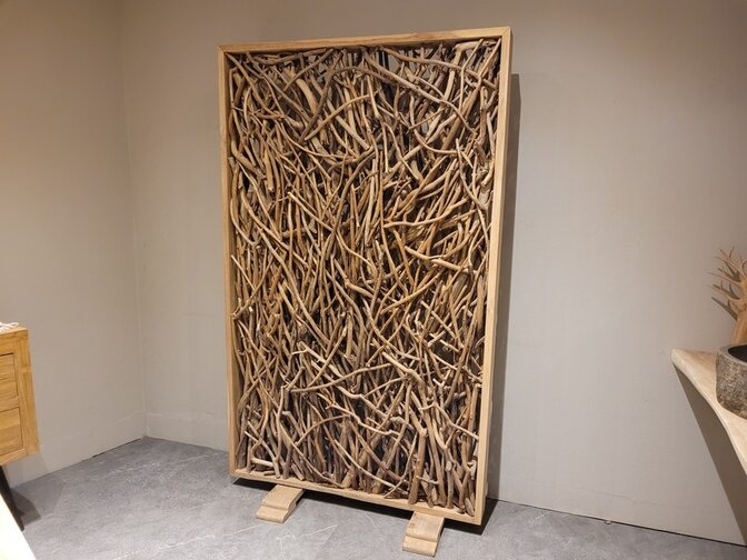 Roomdivider met takken - bruin - 120x200cm