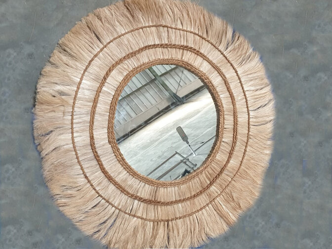 Ronde spiegel 105cm - Mastella - Abaca omlijsting