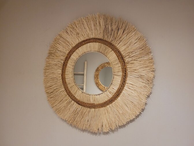Ronde spiegel 110cm - Gracio - Abaca omlijsting