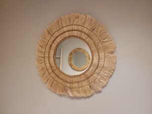 Ronde spiegel 105cm - Mastella - Abaca omlijsting Ronde spiegel 105cm - Mastella - Abaca omlijsting