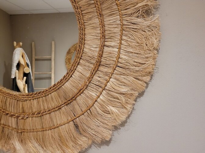 Ronde spiegel 105cm - Mastella - Abaca omlijsting