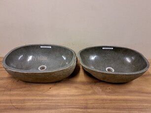 2 waskommen uit 1 steen - 55x35x15cm - FL22602