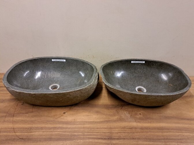 2 waskommen uit 1 steen - 55x35x15cm - FL22602