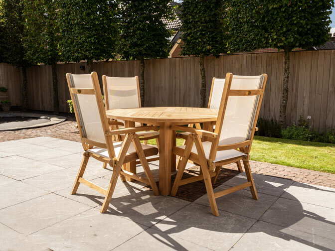 Tuinset Toscane 135 met 4 verstelbare tuinstoelen