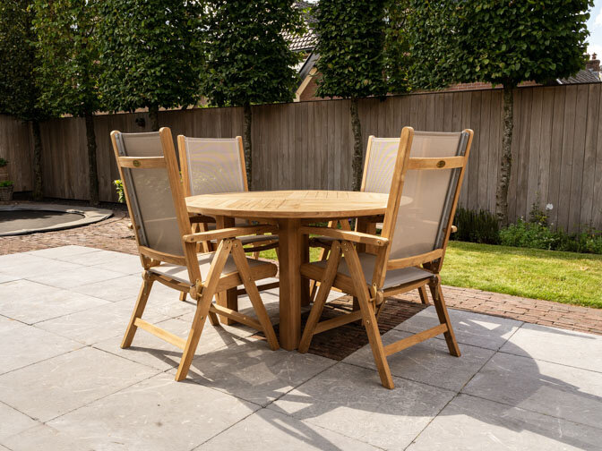 Tuinset Toscane 135 met 4 verstelbare tuinstoelen