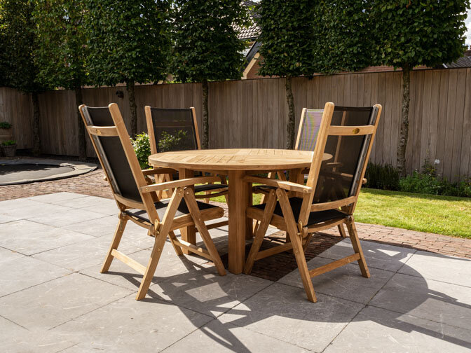 Tuinset Toscane 135 met 4 verstelbare tuinstoelen
