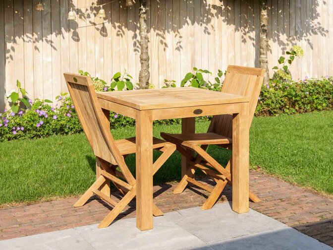 Teak houten tuintafel vierkant Venice 80cm