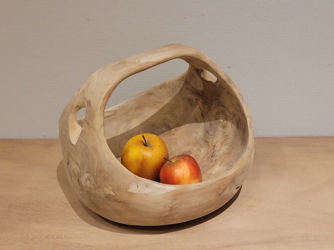 Teak bowl met handvat
