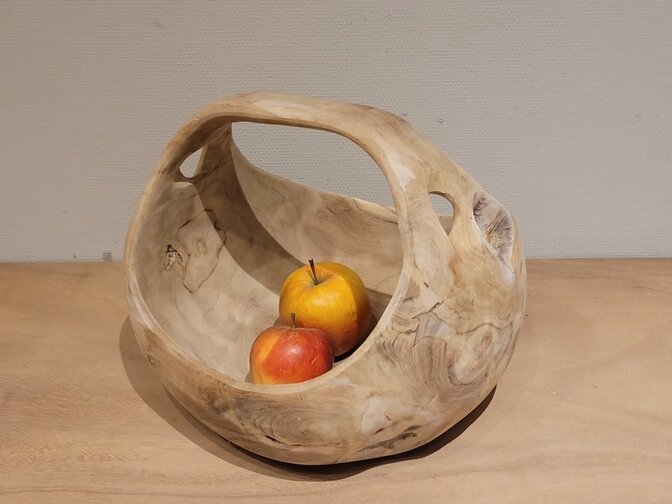 Teak bowl met handvat