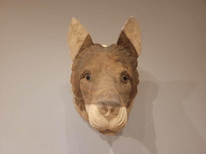 Wolf kop houtsnijwerk massief