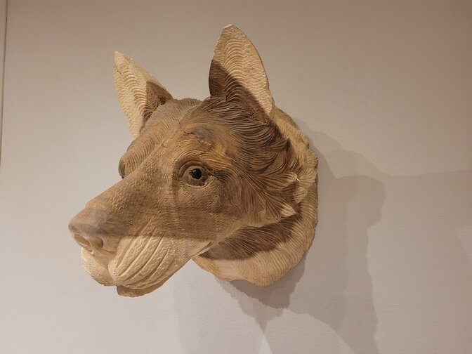 Wolf kop houtsnijwerk massief