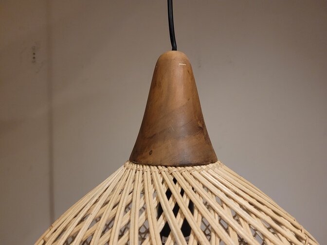 Hanglamp Ibiza stijl 40x40cm - houten top