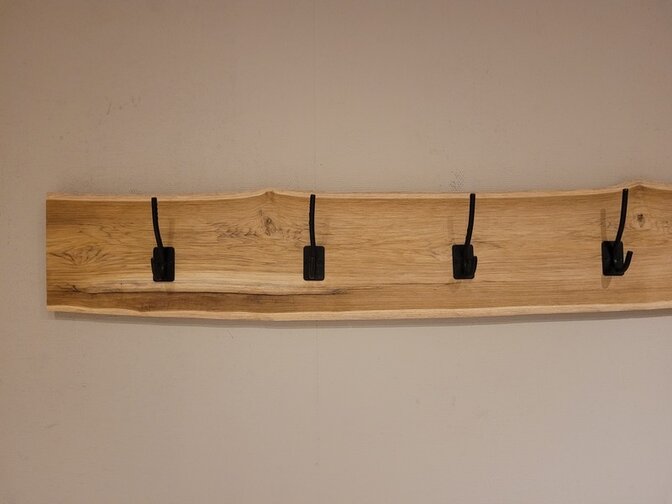 Teak wandkapstok met 4 haken 20x100cm