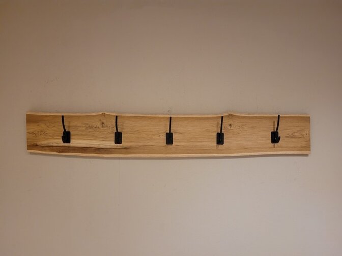 Teak wandkapstok met 5 haken 20x120cm