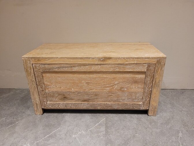 Teak schoenenkastje 90cm - White Wash