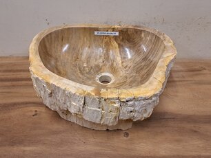 Waskom van versteend hout - 42x36x15cm - FL22705