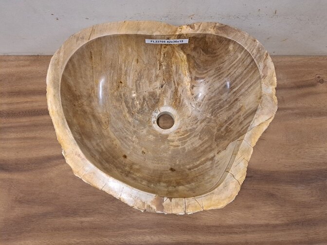 Waskom van versteend hout - 42x36x15cm - FL22705