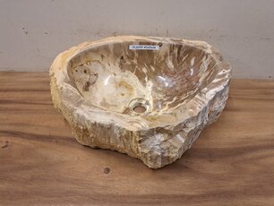 Waskom van versteend hout - 47x37x15cm - FL22707