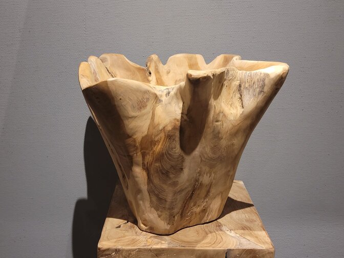 Teak wortelhout vaas stervorm 30/35x30cm