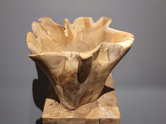 Teak wortelhout vaas stervorm 30/35x30cm
