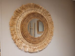 Ronde spiegel 110cm - Bella Vista - Abaca omlijsting