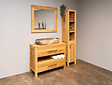 Badmeubel set 110cm Naturel incl  kast, spiegel & wasbak ovaal