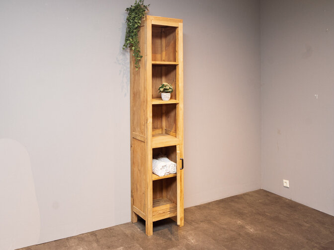 Badmeubel set 110cm Naturel incl  kast, spiegel & wasbak ovaal