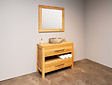 Teak badkamermeubelset 110cm Naturel incl  spiegel & waskom