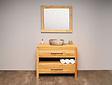 Teak badkamermeubelset 110cm Naturel incl  spiegel & waskom