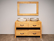 Teak badmeubelset 140cm Naturel incl  spiegel & waskommen